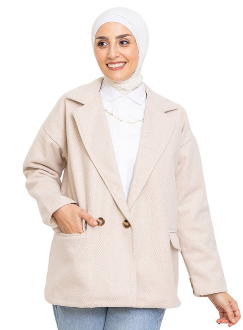 Latte RD - Jacquard Feather Blazer - Khotwh